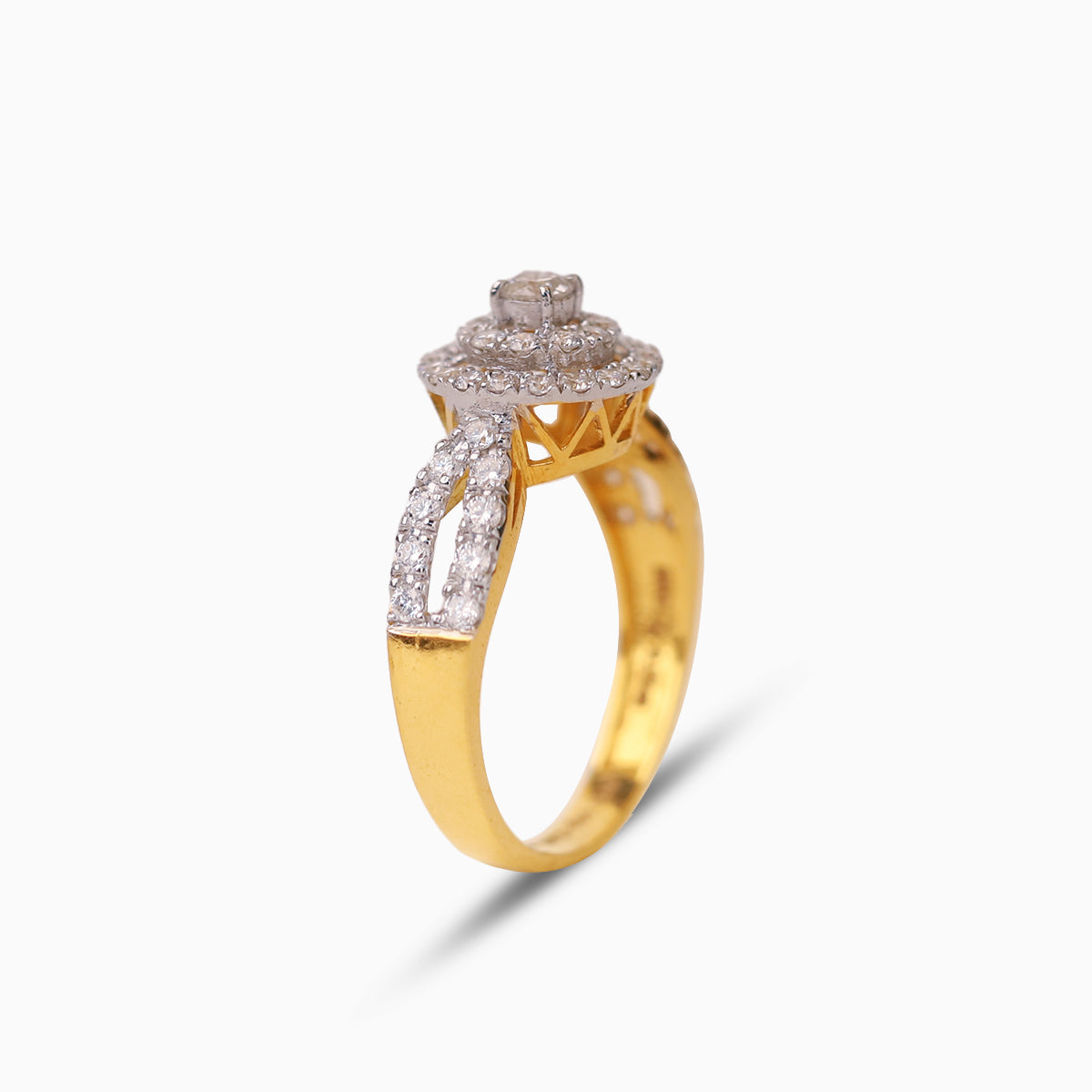 နှစ်ထပ်ခြယ် နံဘေး2တန်းပါ | Double Halo Ring
