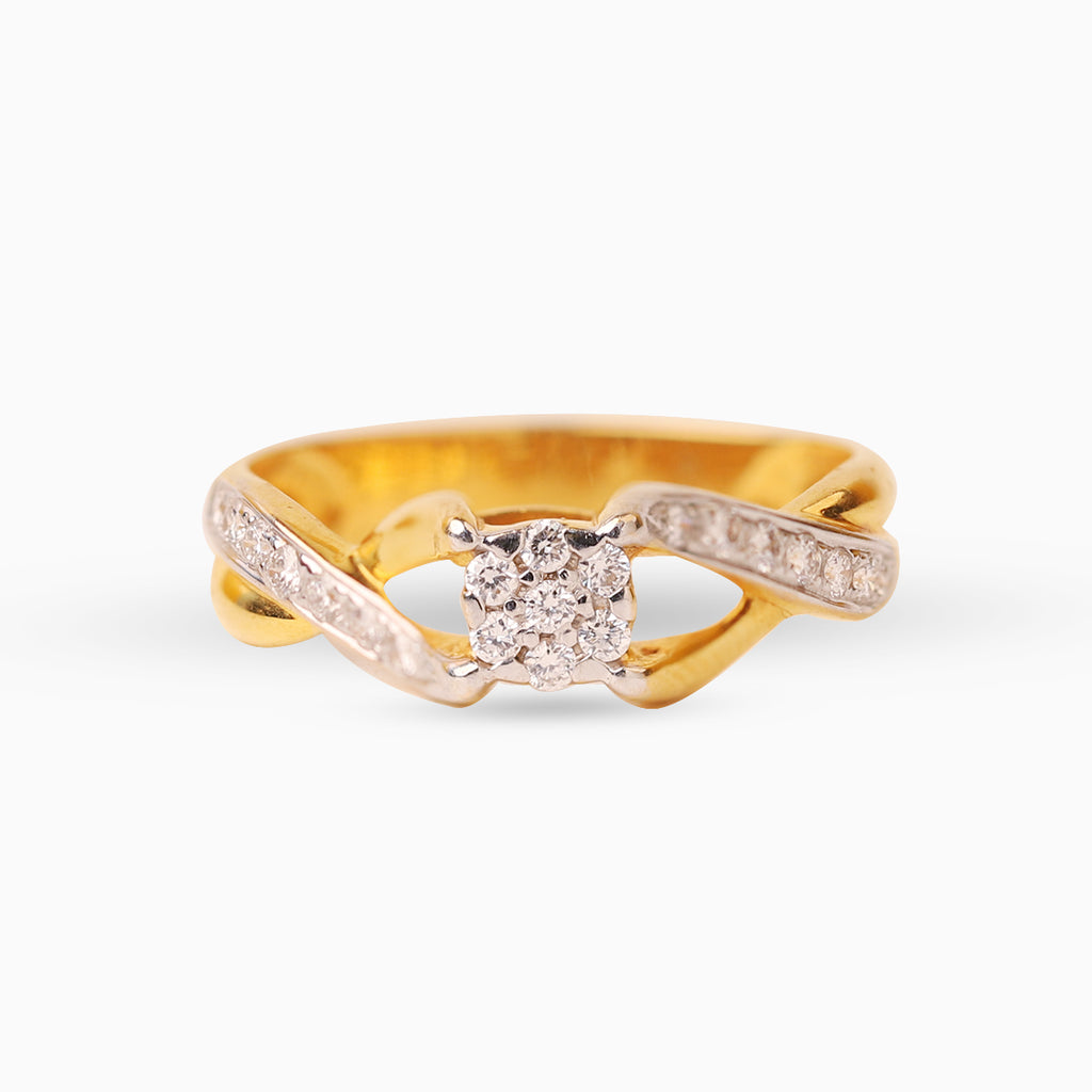 အလယ်လေးထောင့် ခြယ်၂ပင်လိမ် | Art Floral RIng